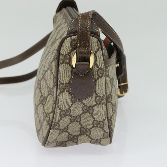 GUCCI GG Supreme Web Sherry Line Bag PVC Beige Gold - Picture 9 of 16